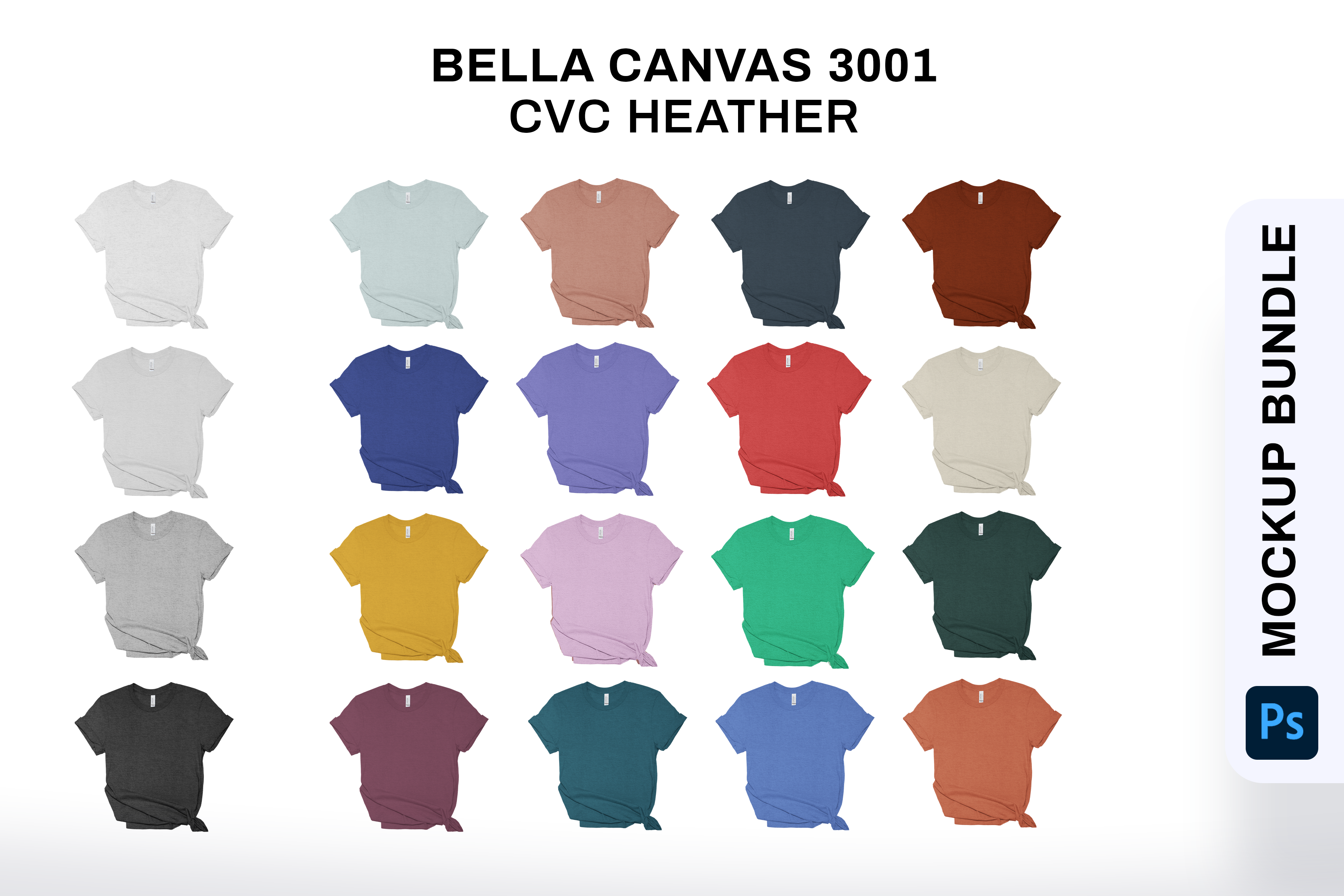 BELLA CANVAS 3001 HEATHER CVC MOCKUP BUNDLE