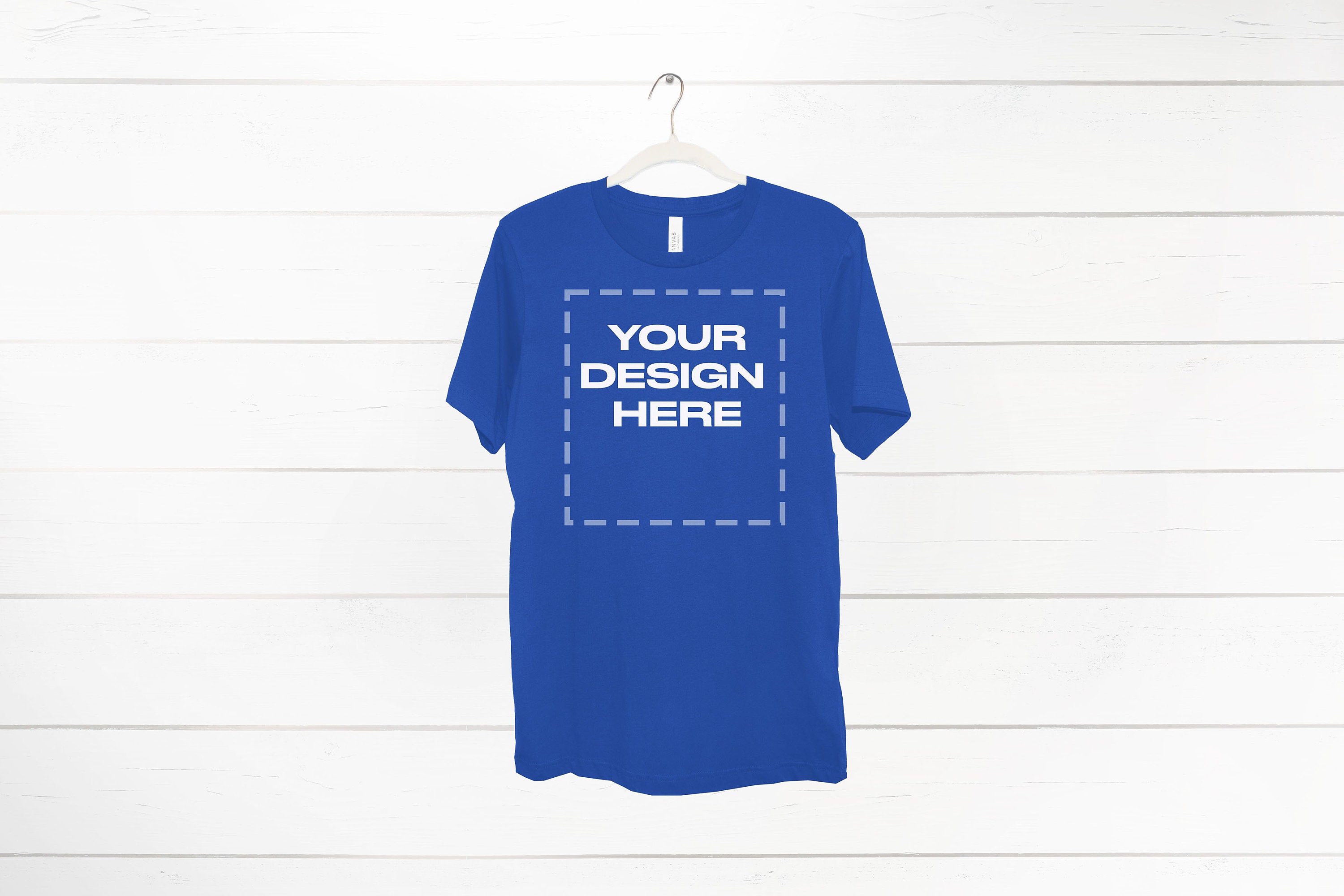 Royal Blue shirt Mockup on hanger Bella 3001 Download