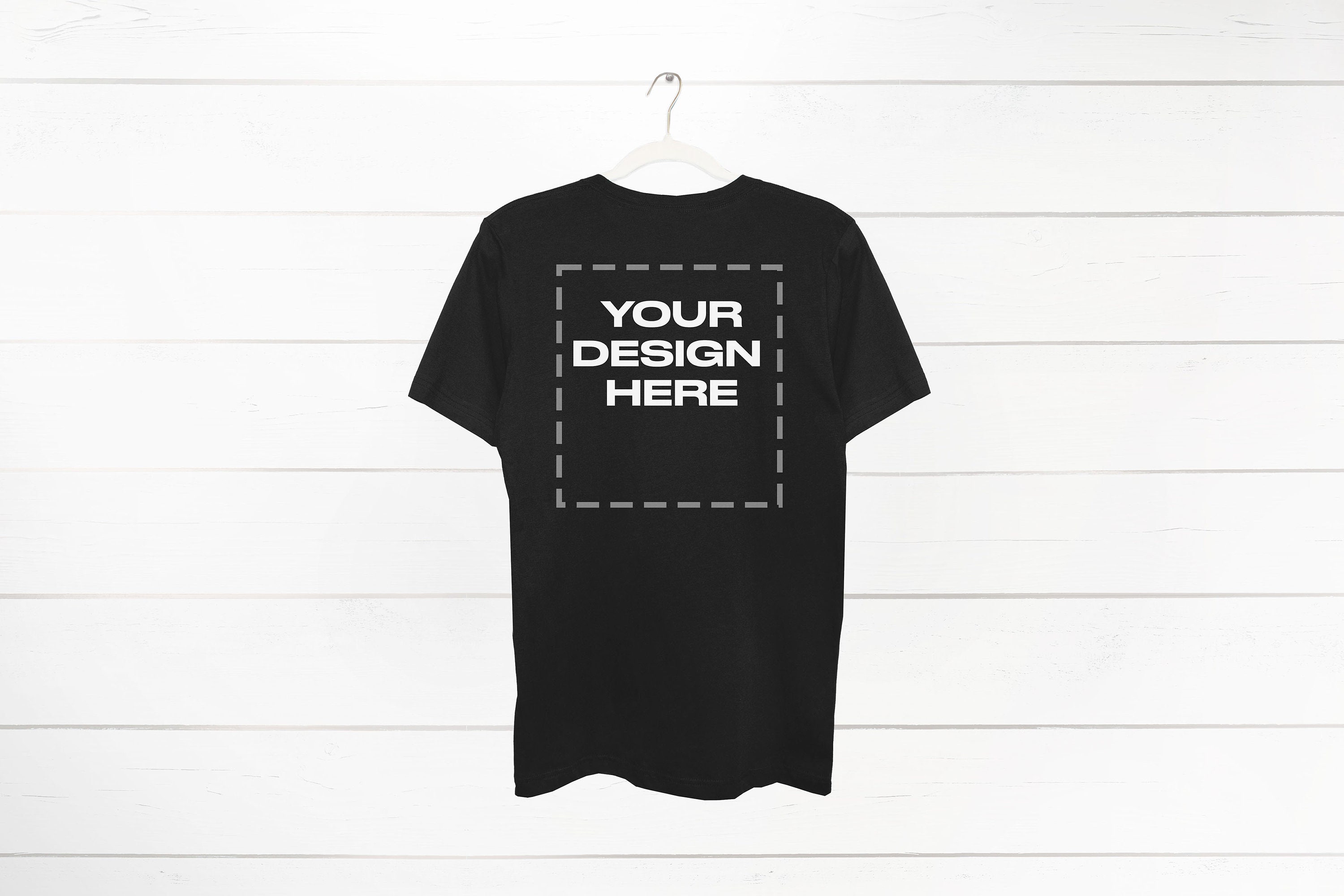 Vintage Black shirt back Mockup on hanger Bella Download