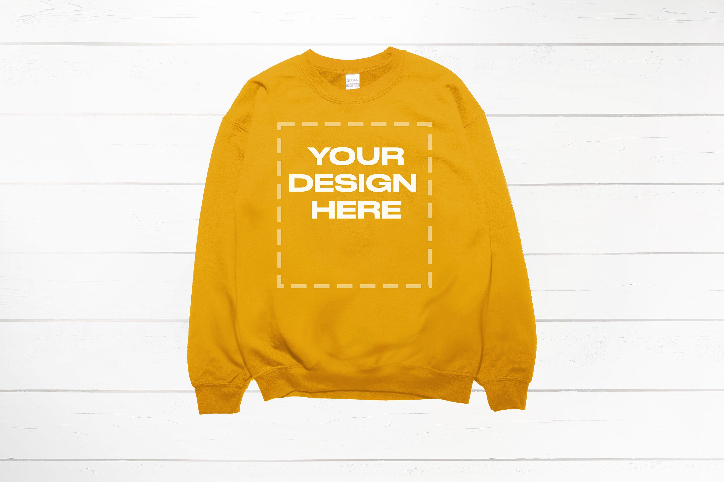 Gold Sweatshirt Mockup Gold Crewneck Mockup Gildan 18000 Download