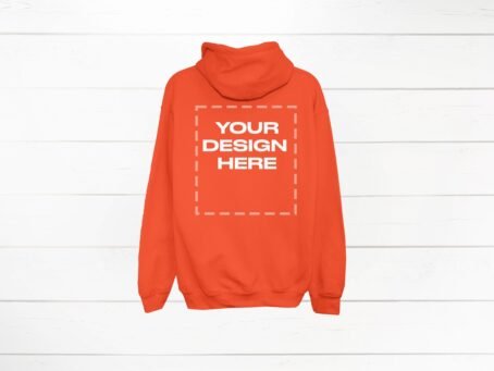 Orange Hoodie Mockup back Gildan 18500 back of Download