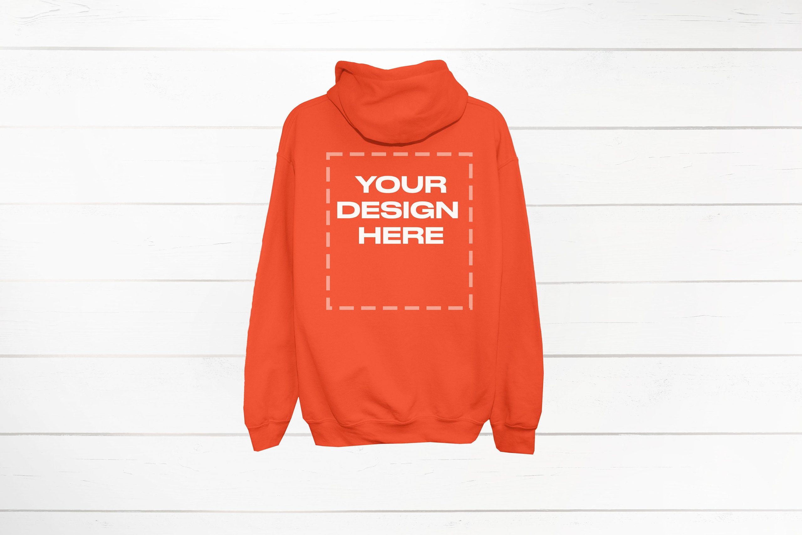 Orange Hoodie Mockup back Gildan 18500 back of Download