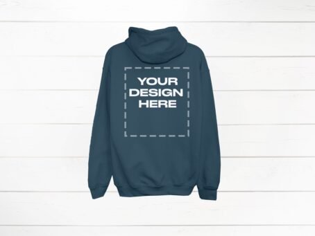 Indigo Blue Hoodie Mockup back Gildan 18500 back Download