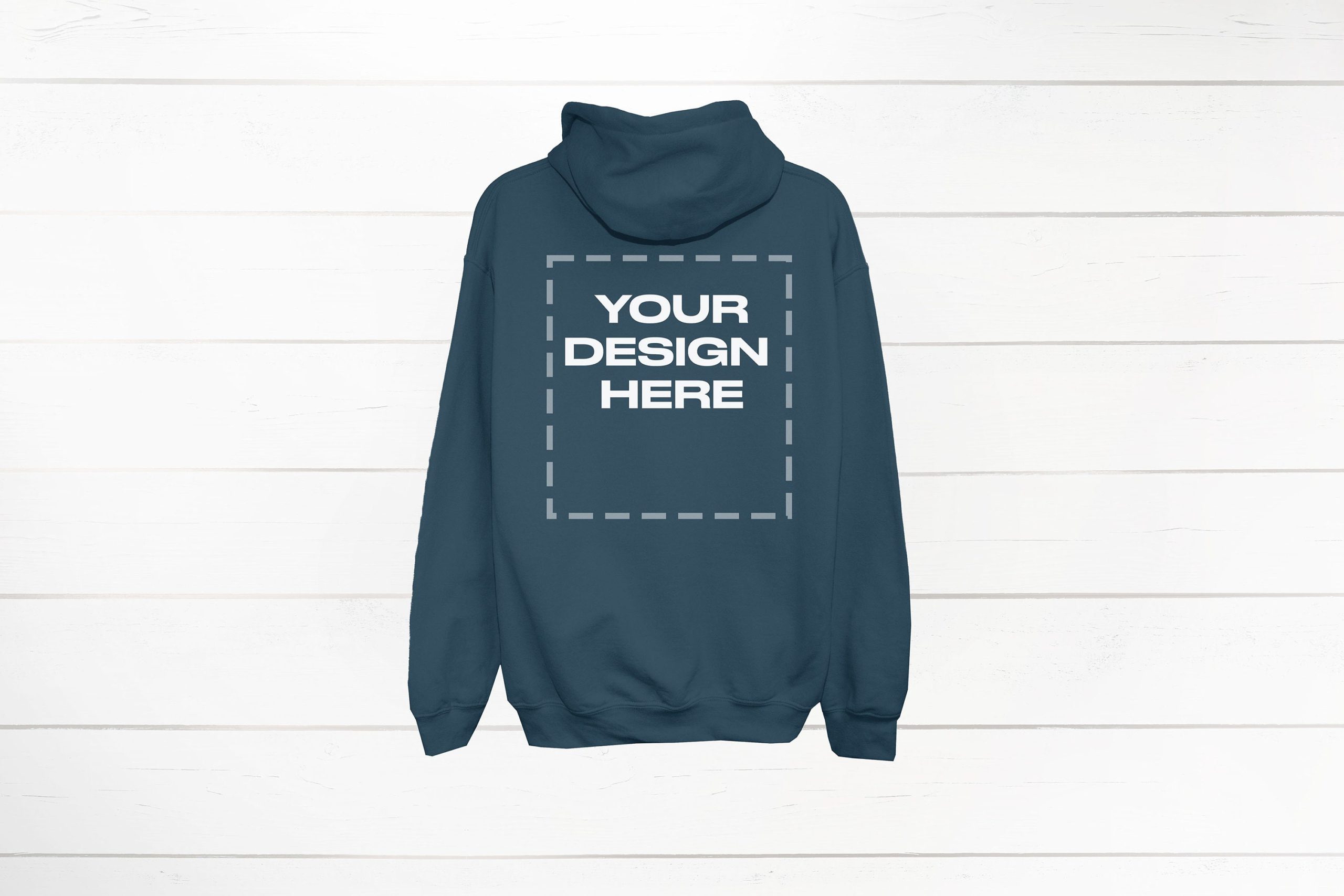 Indigo Blue Hoodie Mockup back Gildan 18500 back Download