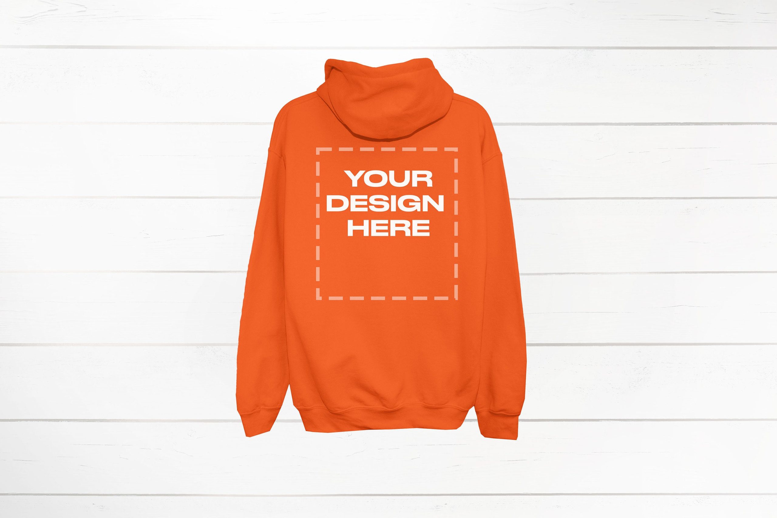 Safety Orange Hoodie Mockup back Gildan 18500 back Download