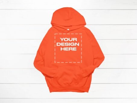 Orange Gildan hoodie mockup 18500 flat front Gildan Download