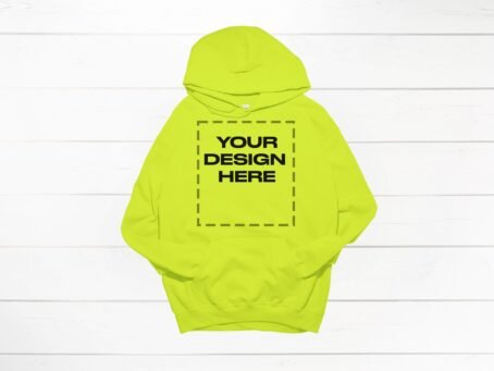 Safety Green Gildan hoodie mockup 18500 flat front Download