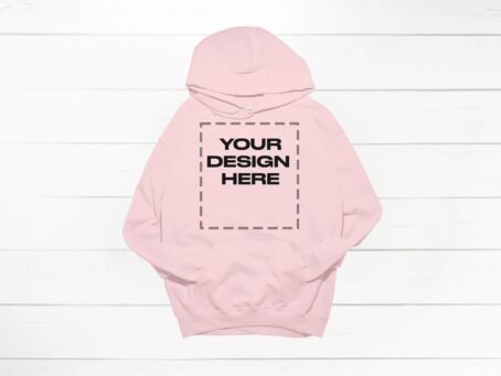 Light Pink Gildan hoodie mockup 18500 flat front Download
