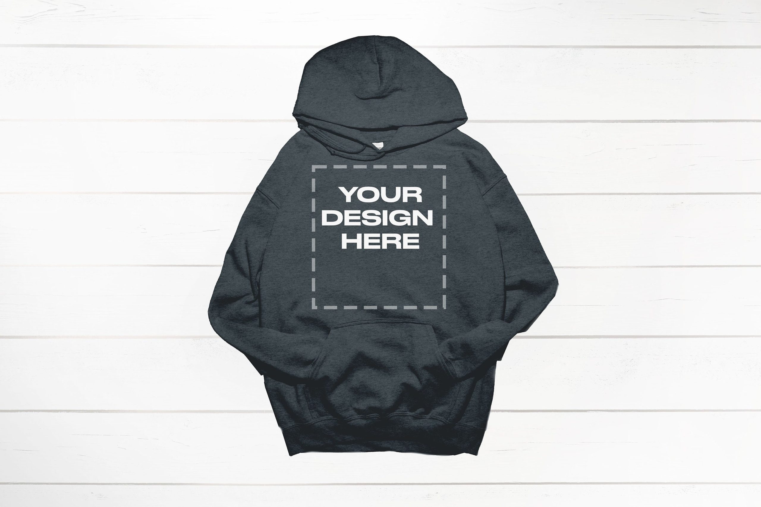 Dark Heather Gildan hoodie mockup 18500 flat front Download