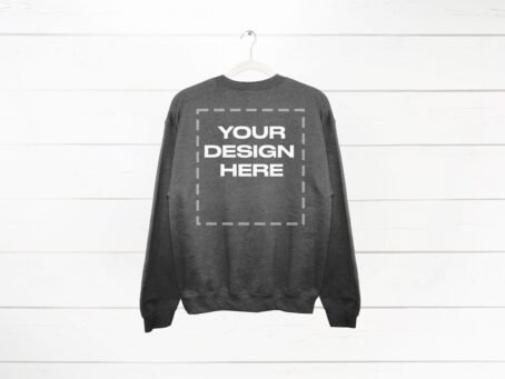 Dark Heather Sweatshirt Mockup back Gildan 18000 Crewneck Download