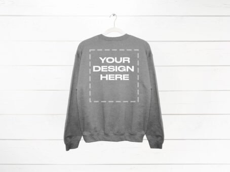 Athletic Heather Sweatshirt Mockup back Gildan 18000 Crewneck Download