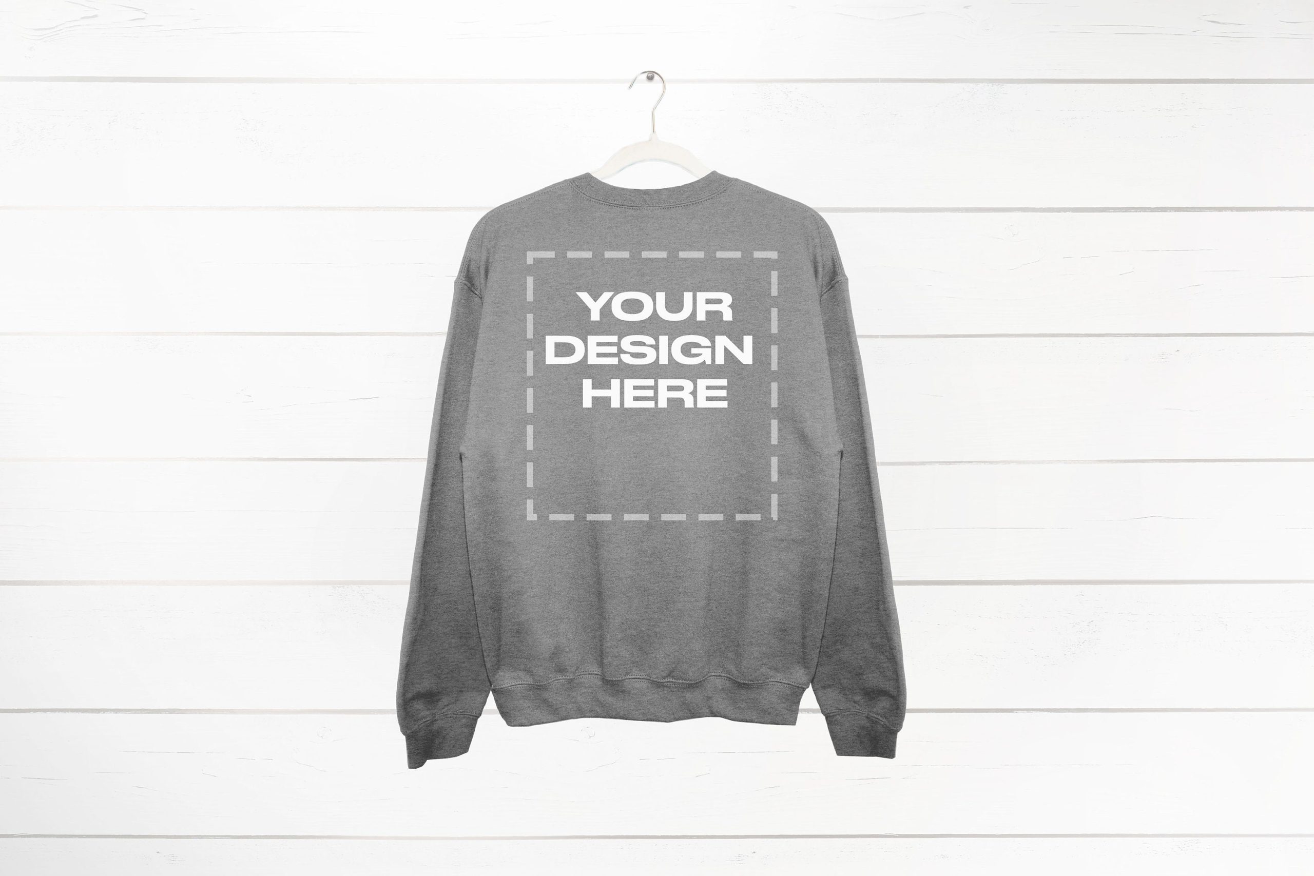 Athletic Heather Sweatshirt Mockup back Gildan 18000 Crewneck Download