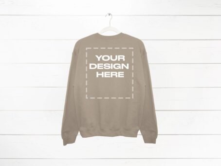 Sand Sweatshirt Mockup back Gildan 18000 Crewneck Mockup Download