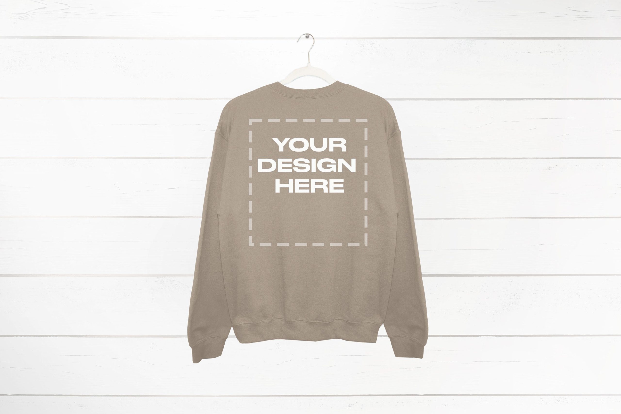 Sand Sweatshirt Mockup back Gildan 18000 Crewneck Mockup Download