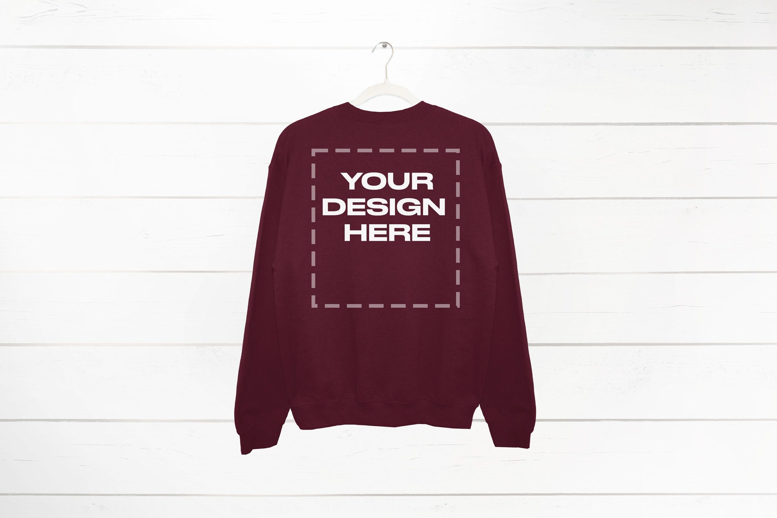 Maroon Sweatshirt Mockup back Gildan 18000 Crewneck Mockup Download