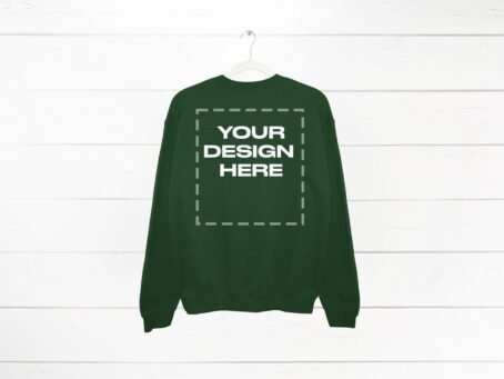 Forest Green Sweatshirt Mockup back Gildan 18000 Crewneck Download