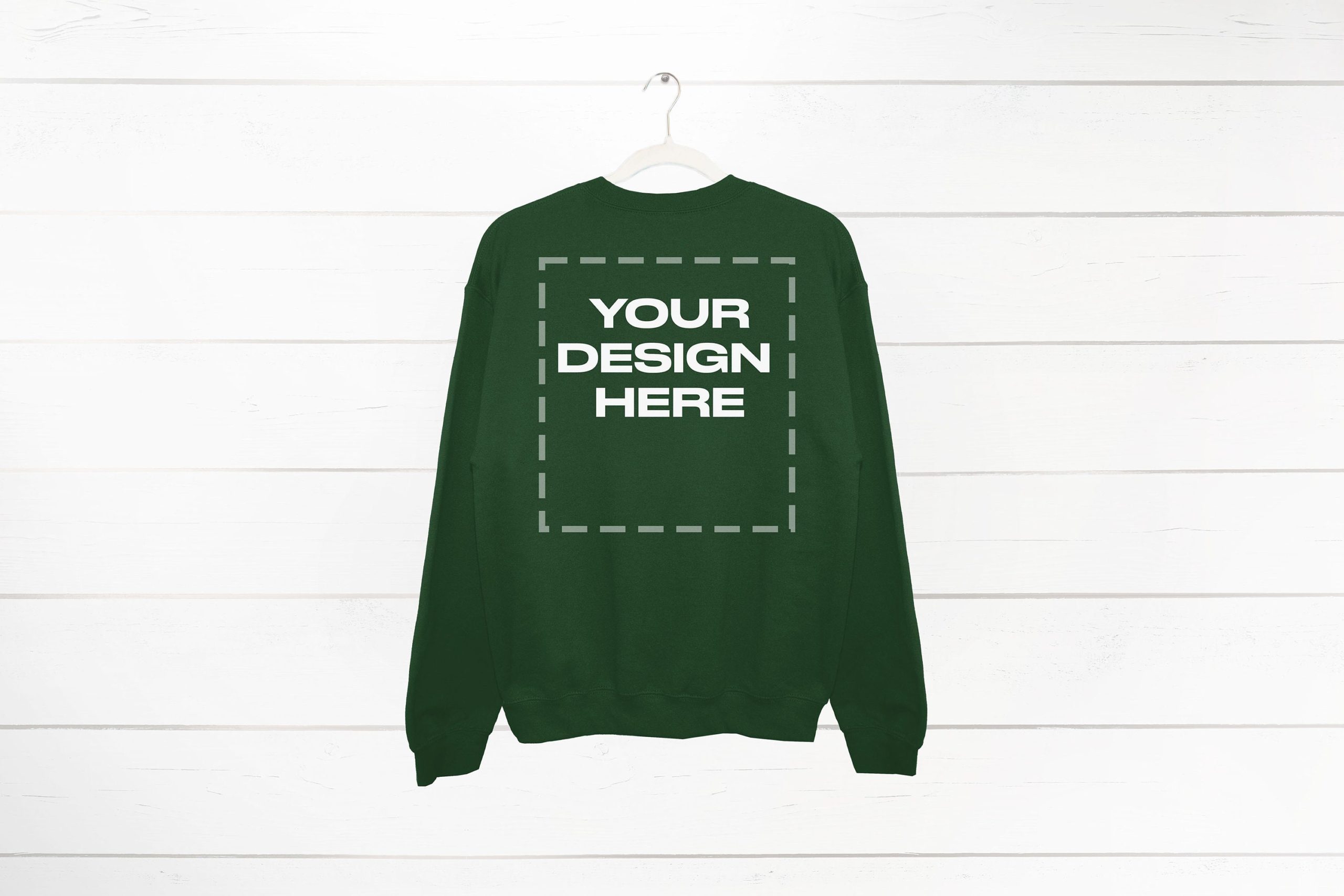 Forest Green Sweatshirt Mockup back Gildan 18000 Crewneck Download