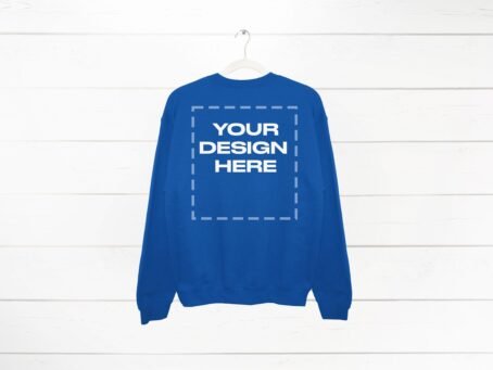 Royal Blue Sweatshirt Mockup back Gildan 18000 Crewneck Download
