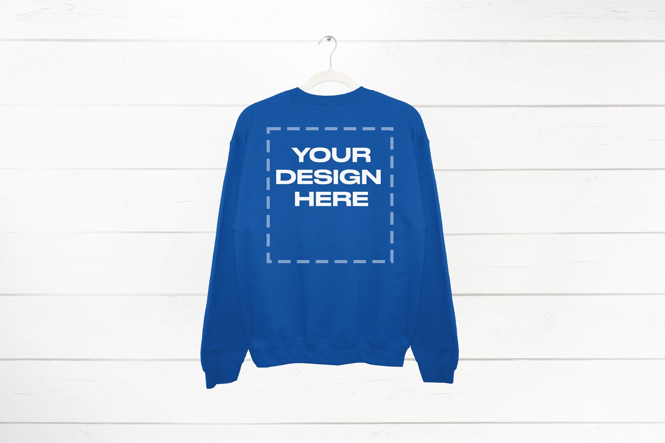 Royal Blue Sweatshirt Mockup back Gildan 18000 Crewneck Download