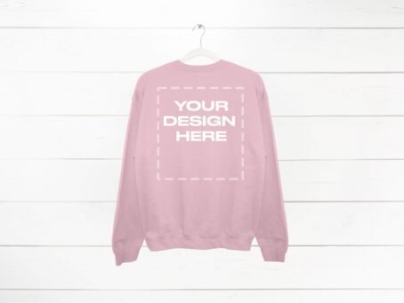 Light Pink Sweatshirt Mockup back Gildan 18000 Crewneck Download