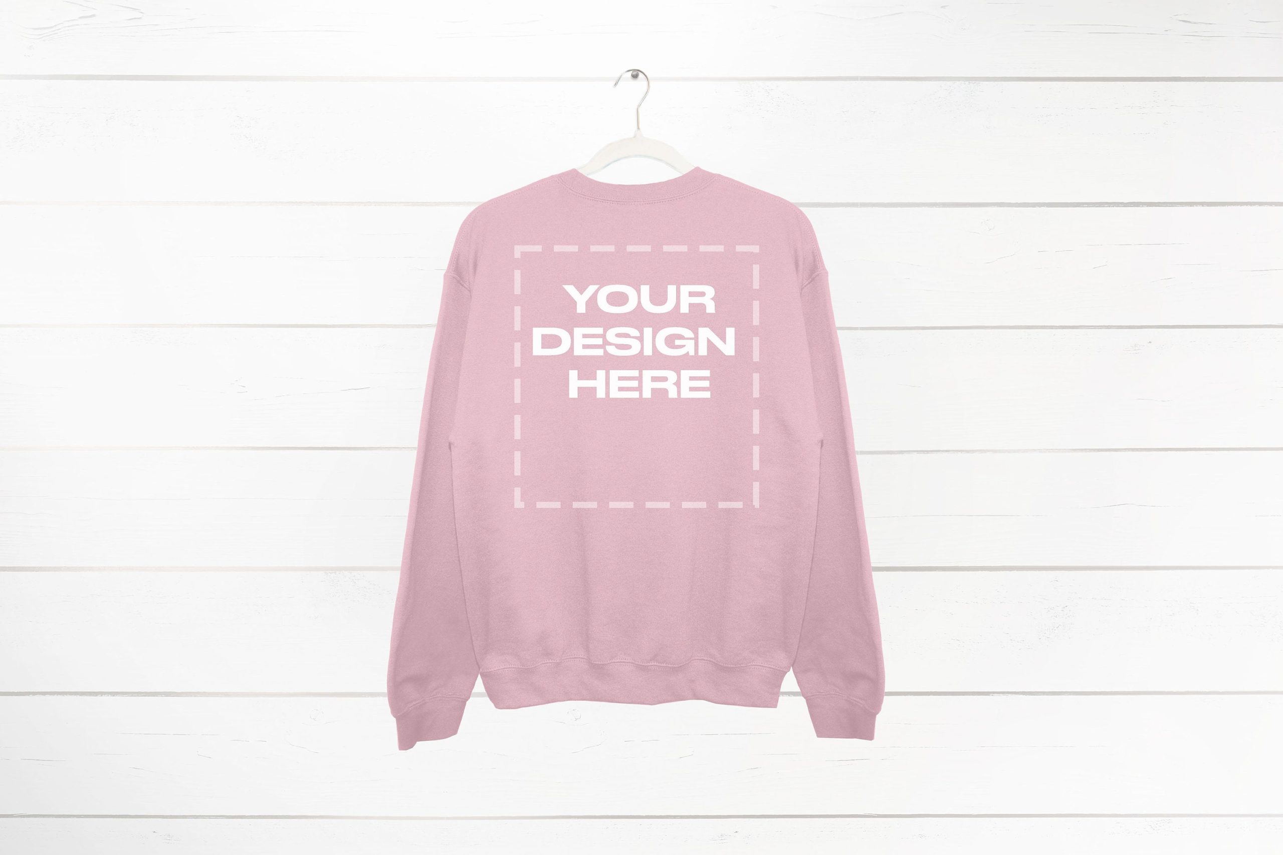 Light Pink Sweatshirt Mockup back Gildan 18000 Crewneck Download