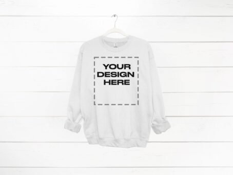 White Sweatshirt mockup women Gildan 18000 mock up Download