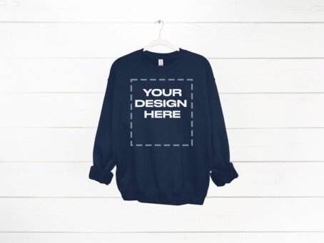 Navy Sweatshirt mockup women Gildan 18000 mock up Download
