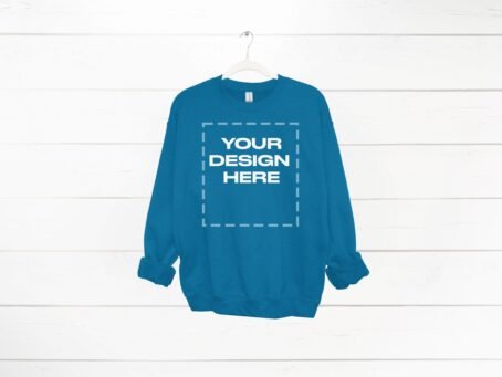 Sapphire Sweatshirt mockup women Gildan 18000 mock up Download