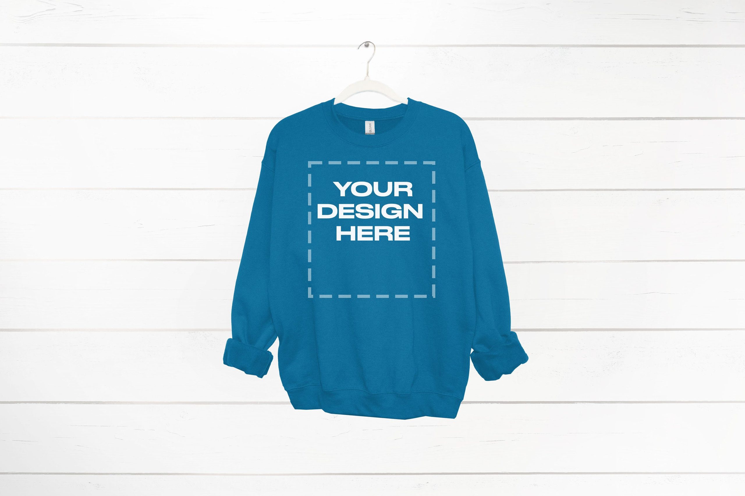 Sapphire Sweatshirt mockup women Gildan 18000 mock up Download