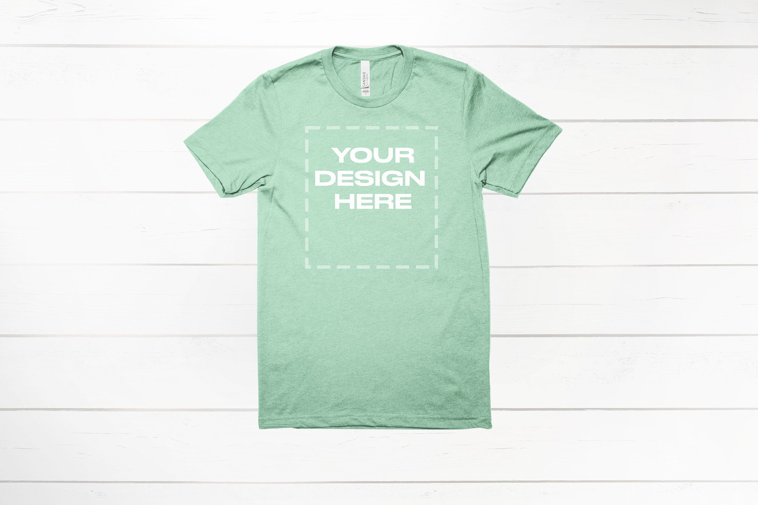 Heather Mint Bella Canvas 3001 shirt mockup Mock Download