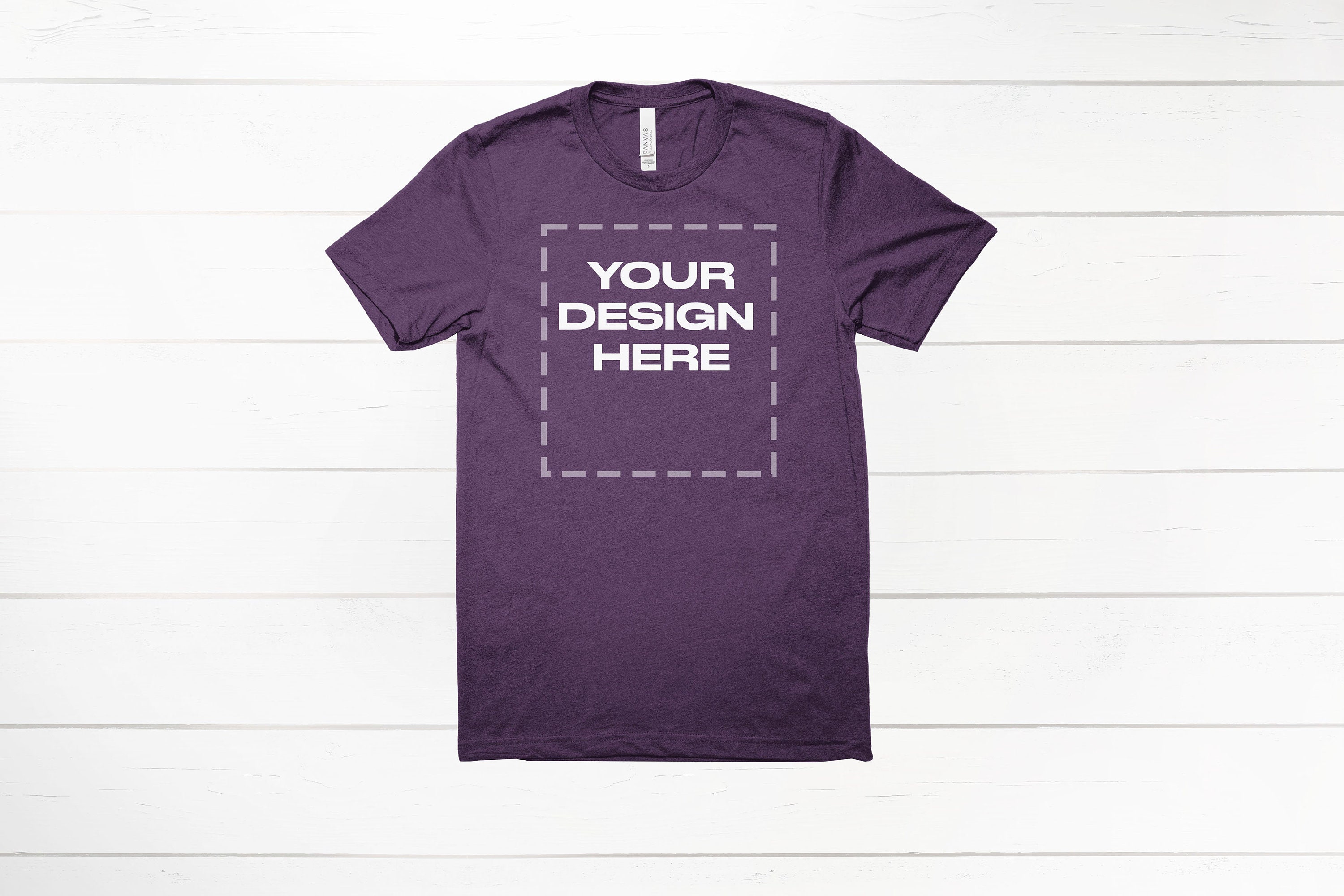 Heather Team Purple Bella Canvas 3001 shirt mockup Download