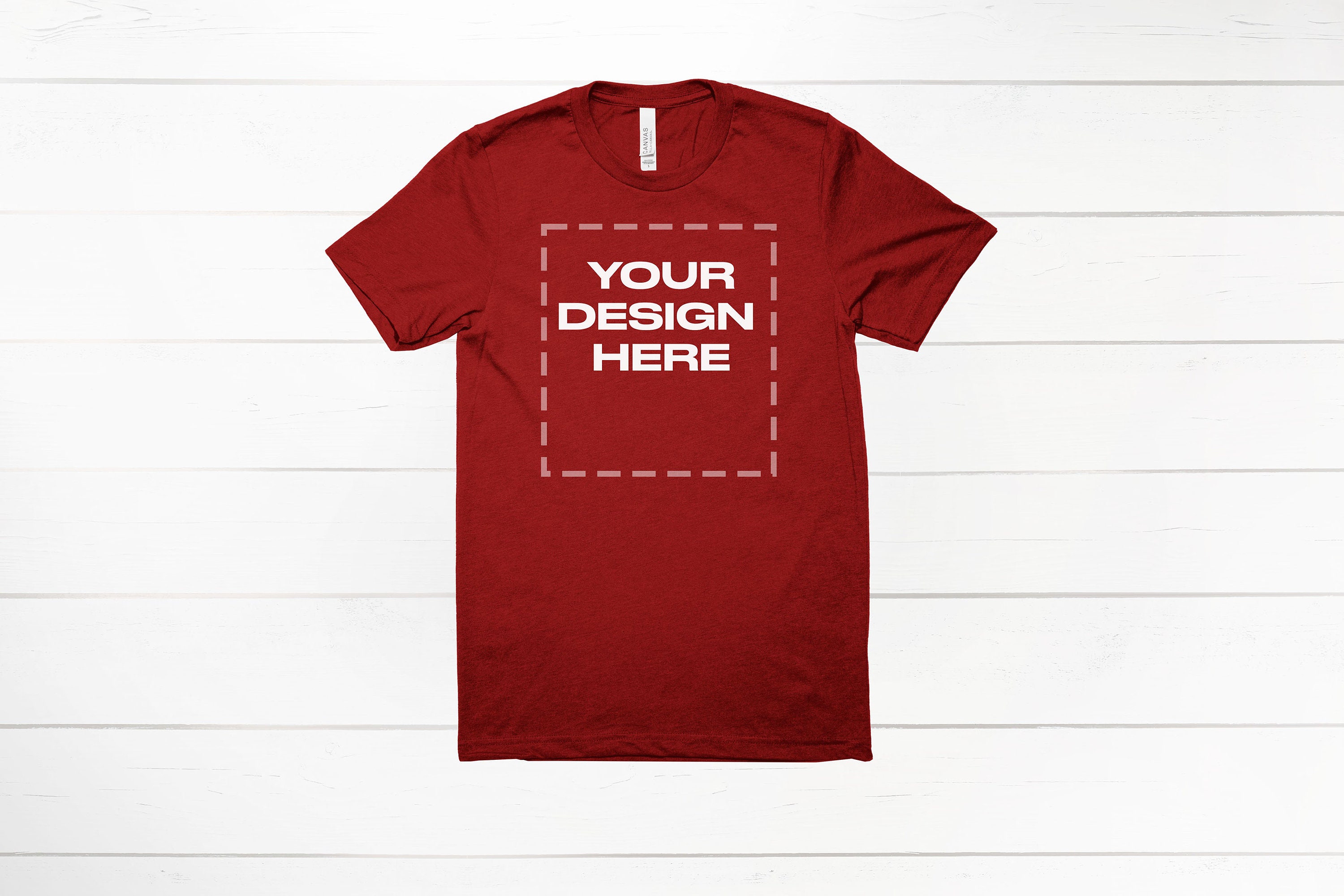 Heather Canvas Red Bella Canvas 3001 shirt mockup Download