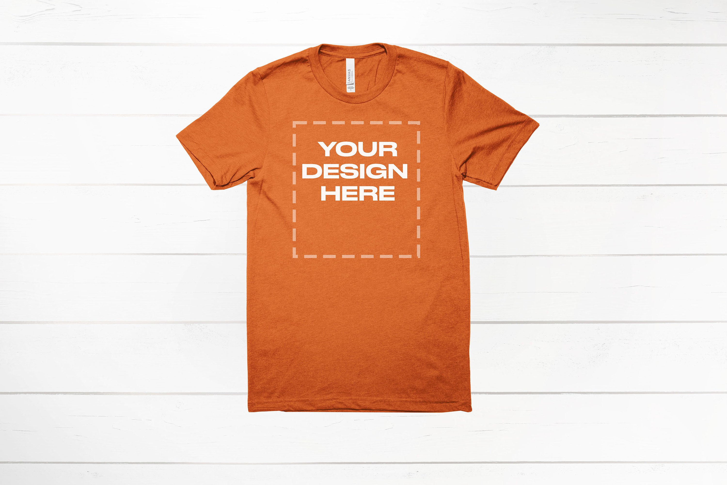 Heather Orange Bella Canvas 3001 shirt mockup Mock Download