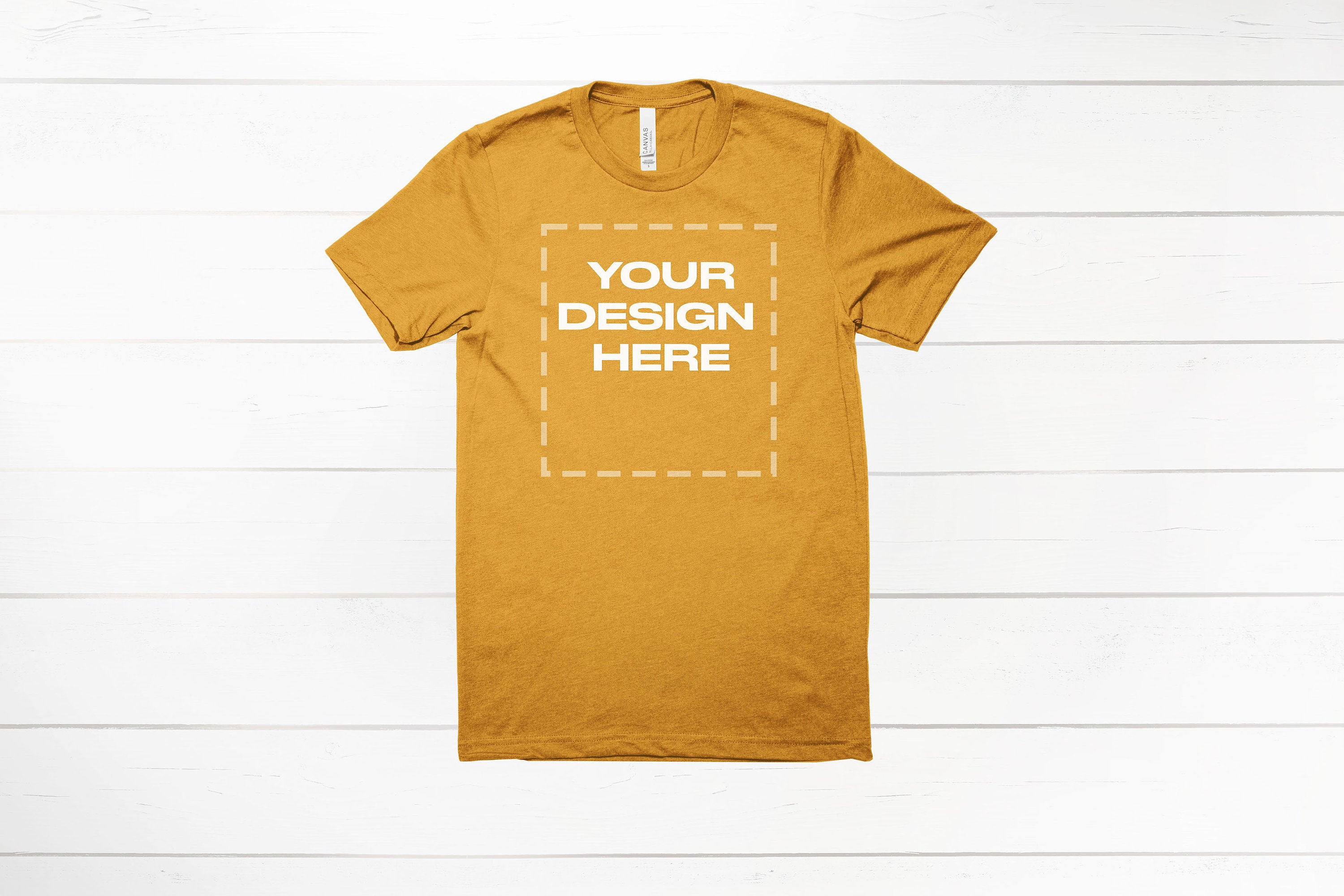 Heather Mustard Bella Canvas 3001 shirt mockup Mock Download