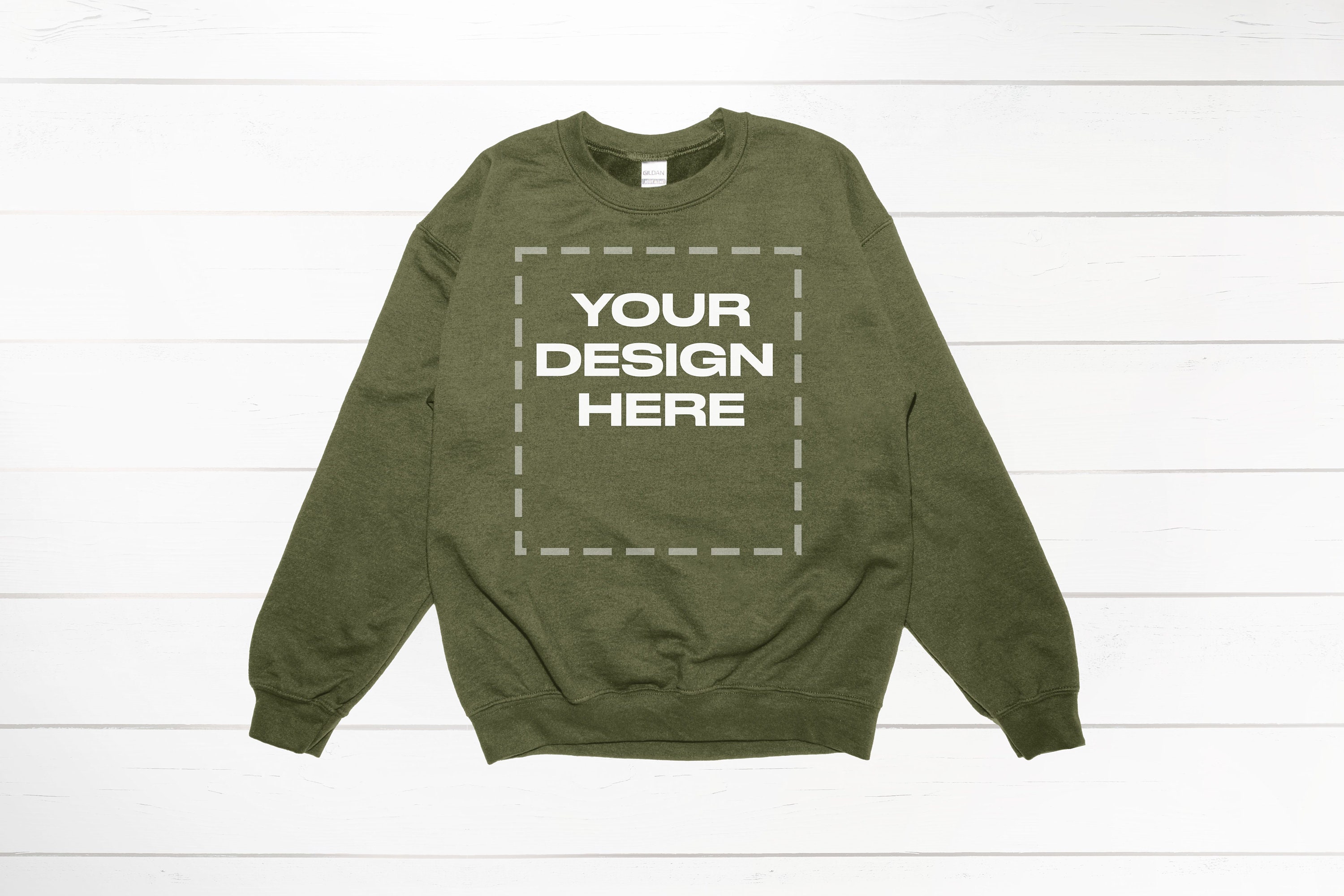 Military Green Sweatshirt Mockup Military Green Sweater Gildan Download