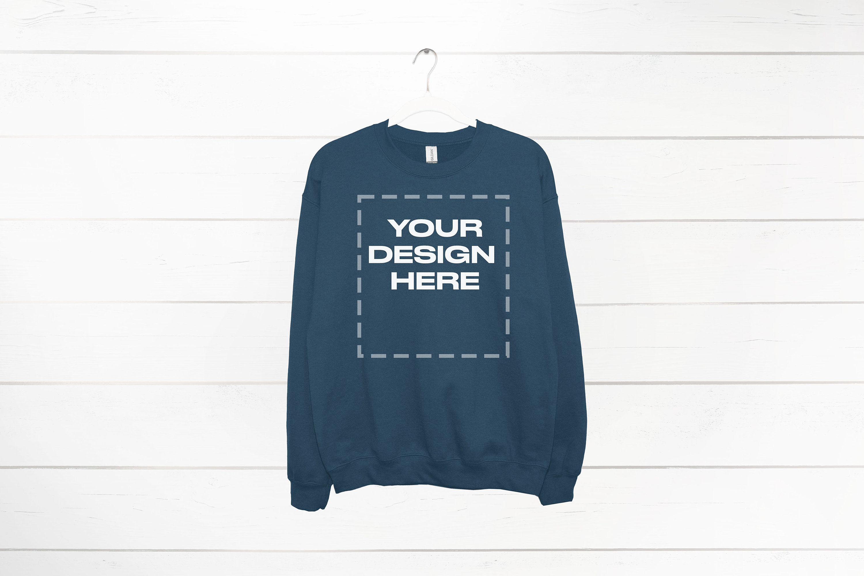 Indigo Blue Sweatshirt mockup on Hanger Gildan 18000 Download