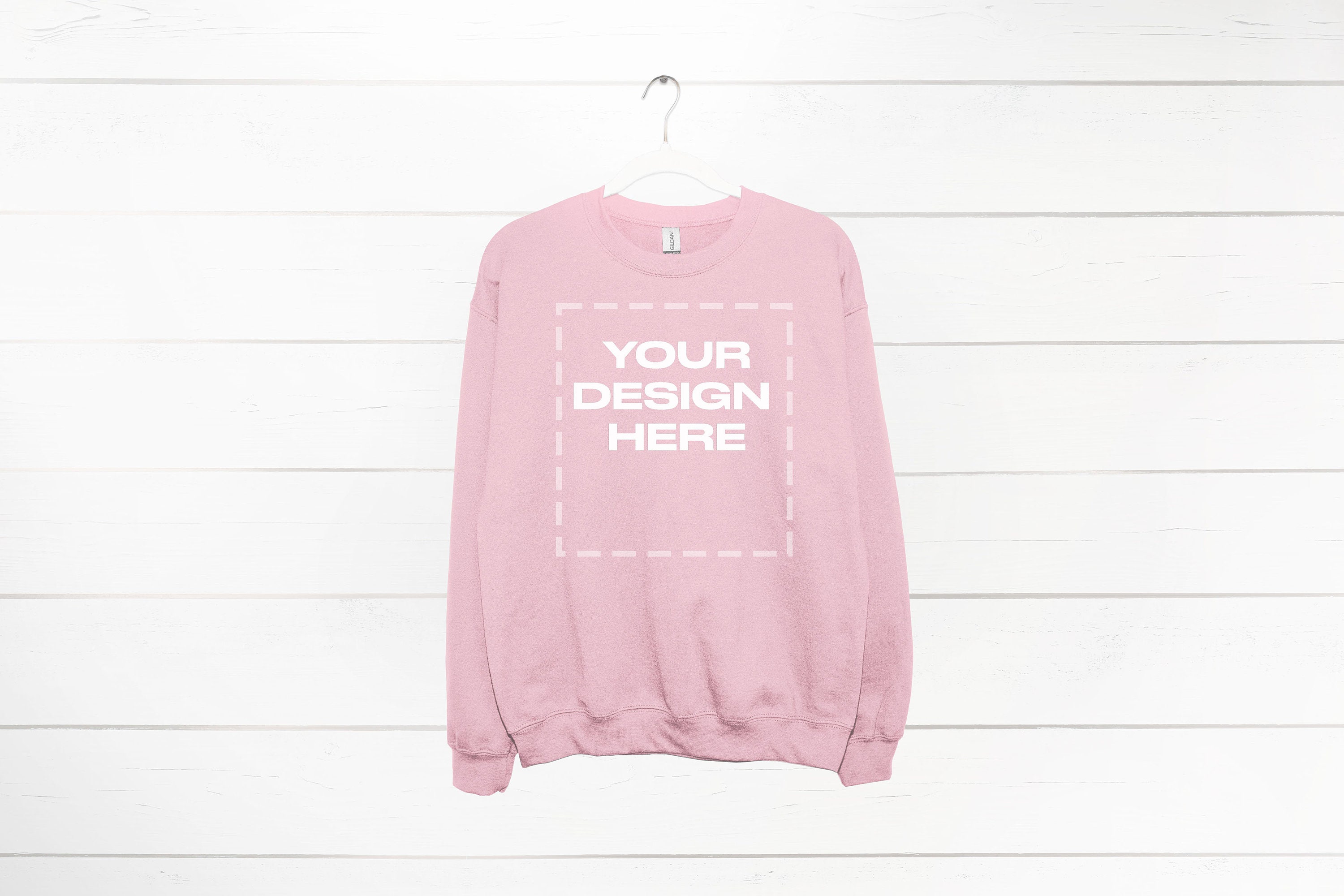 Light Pink Sweatshirt mockup on Hanger Gildan 18000 Download