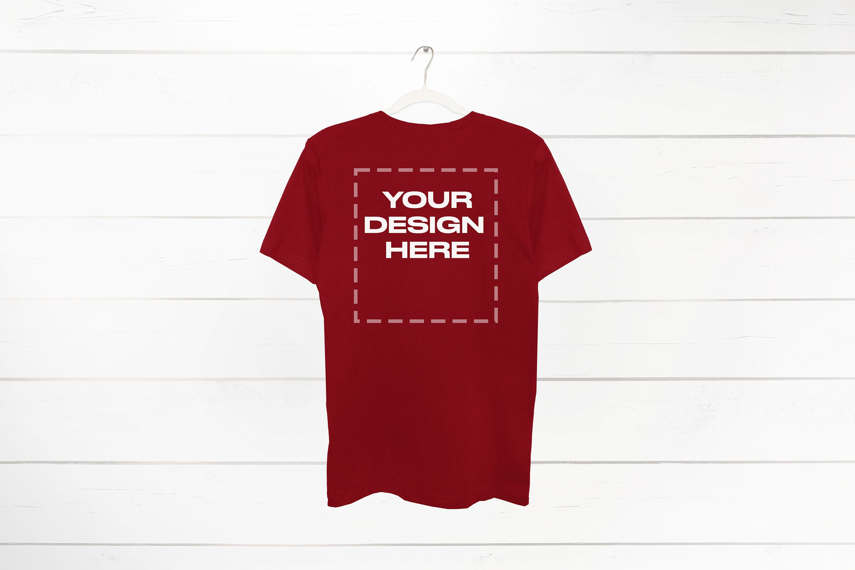 Canvas Red shirt back Mockup on hanger Bella Download