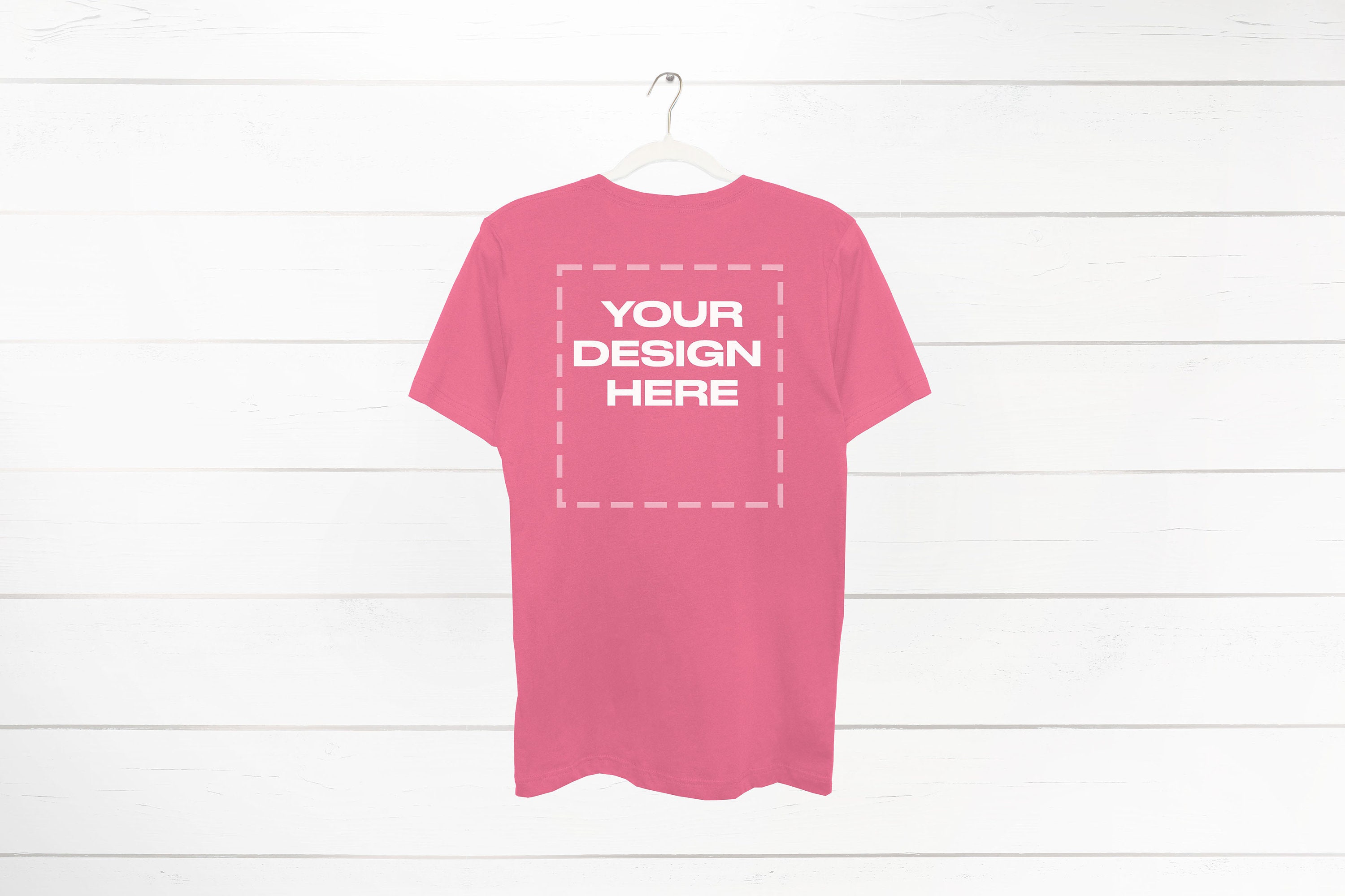 Charity Pink shirt back Mockup on hanger Bella Download