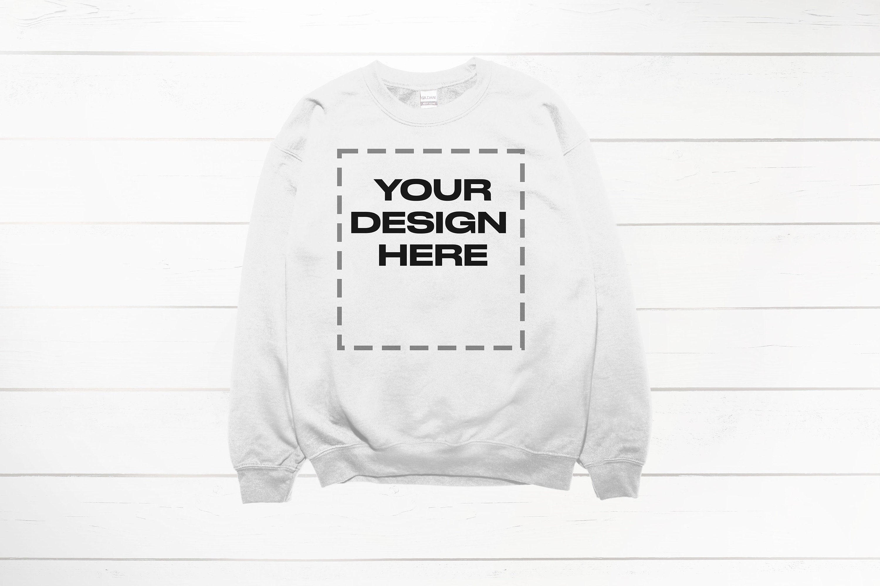 White Sweatshirt Mockup White Crewneck Mockup Gildan 18000 Download