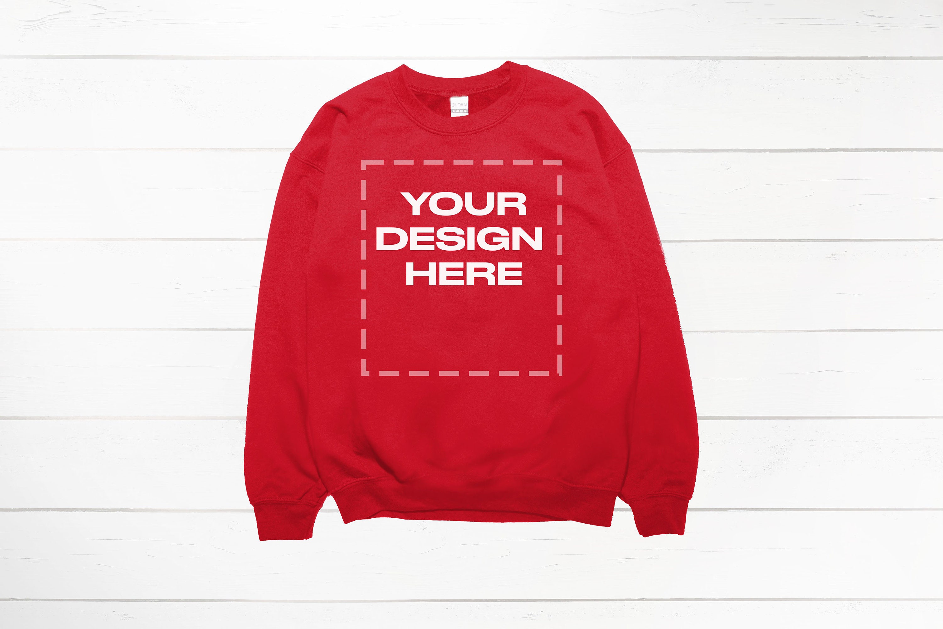 Red Sweatshirt Mockup Red Crewneck Mockup Gildan 18000 Download