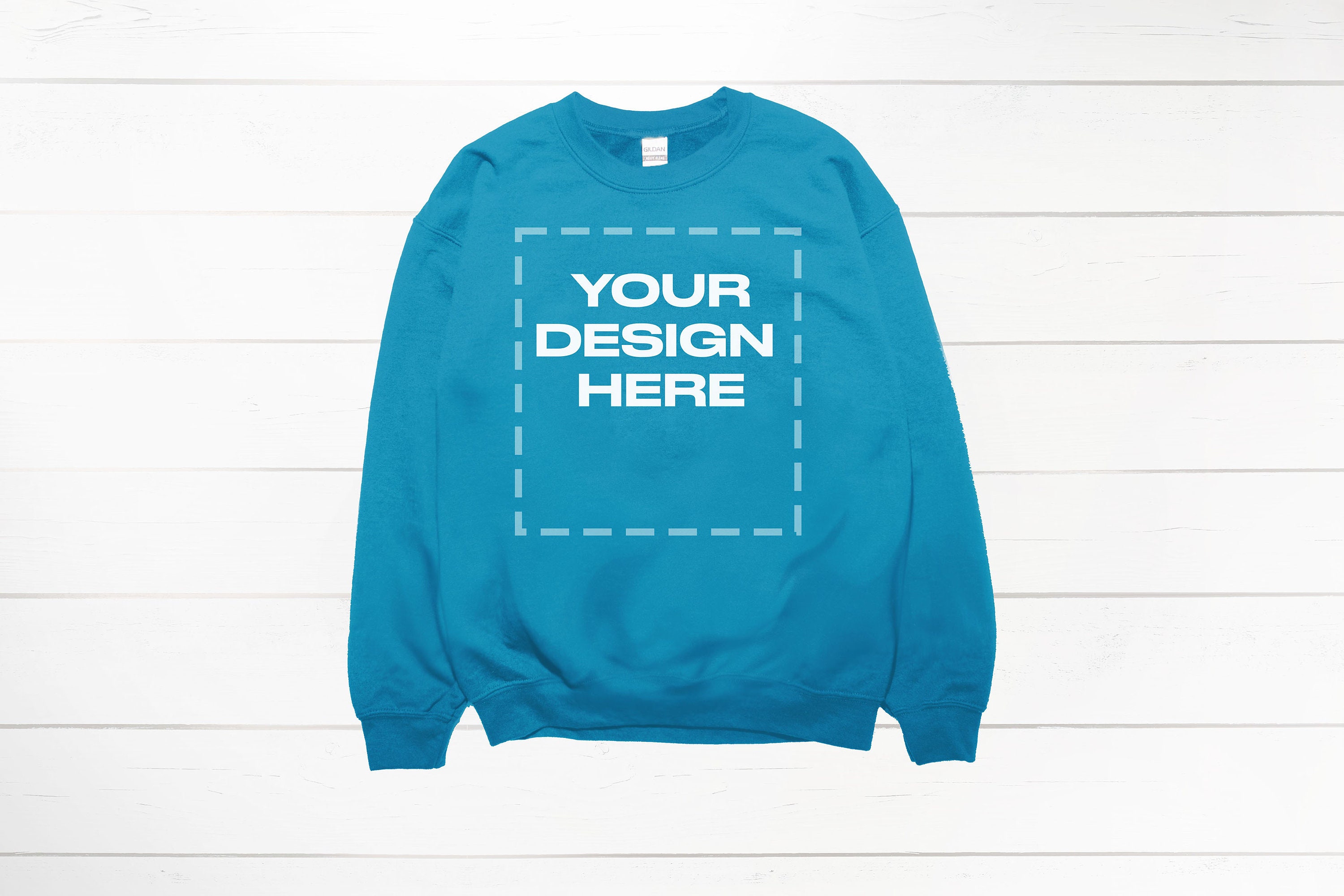 Sapphire Sweatshirt Mockup Sapphire Crewneck Mockup Gildan 18000 Download