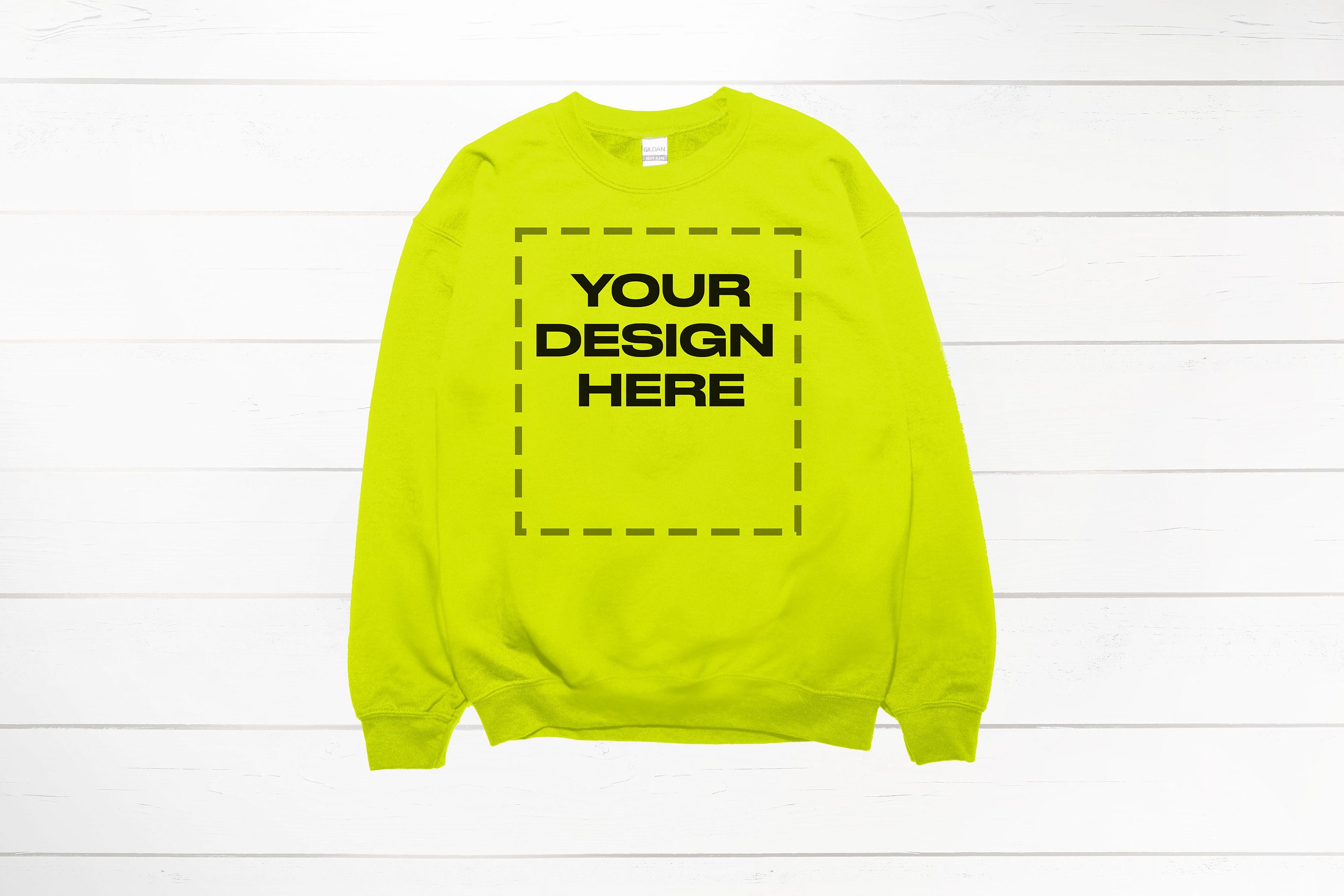 Safety Green Sweatshirt Mockup Safety Green Crewneck Mockup Download