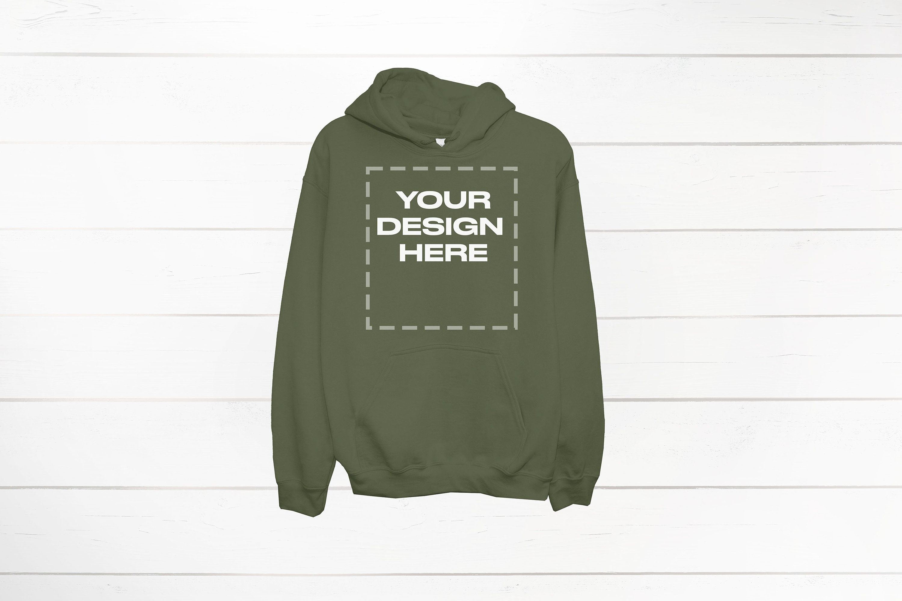 Military Green Hoodie Mockup Gildan 18500 front Gildan Download