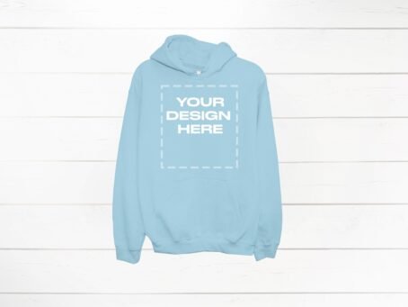 Light Blue Hoodie Mockup Gildan 18500 front Gildan Download