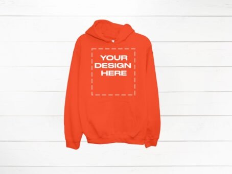 Orange Hoodie Mockup Gildan 18500 front Gildan Hooded Download
