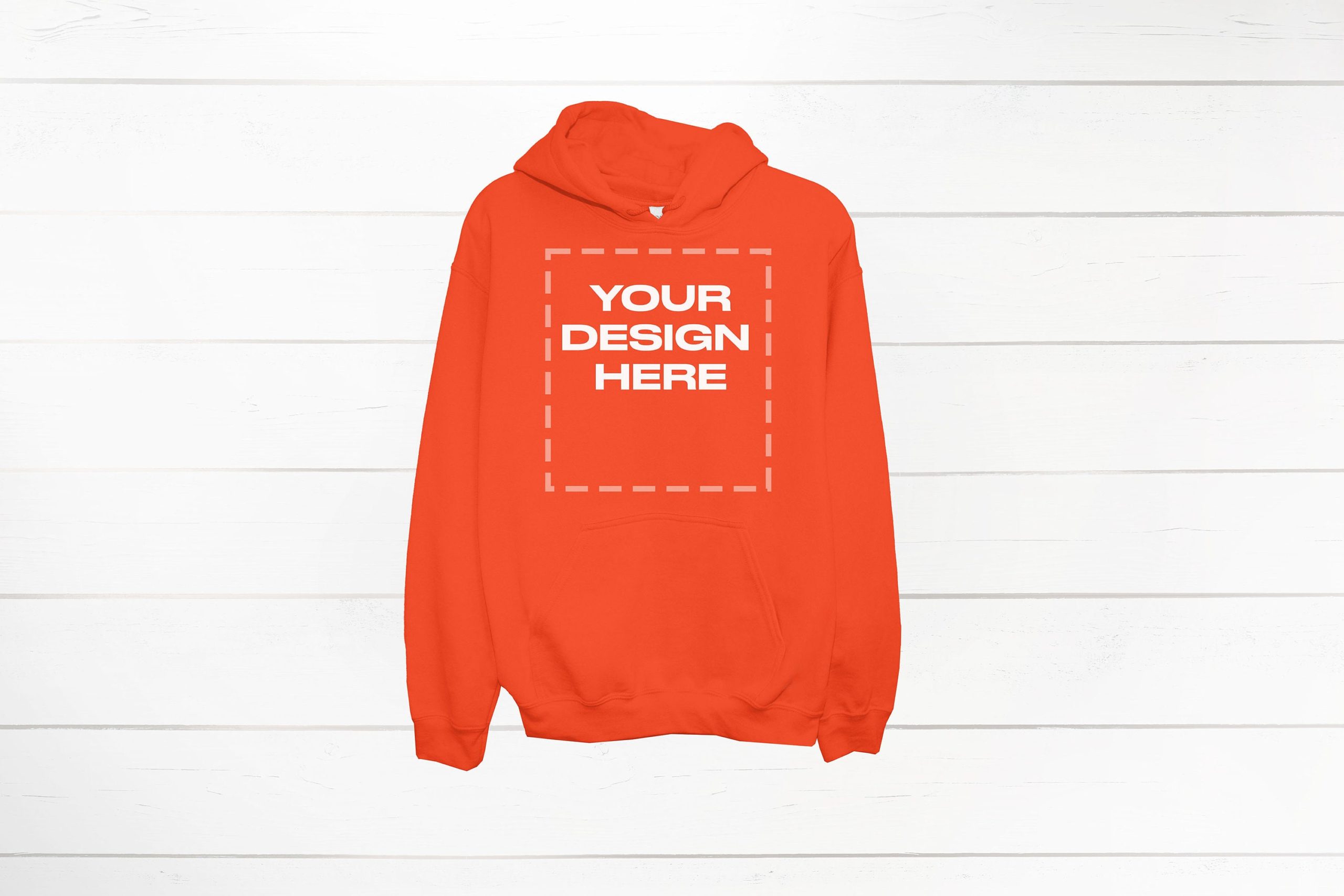 Orange Hoodie Mockup Gildan 18500 front Gildan Hooded Download