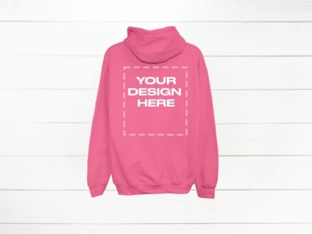 Safety Pink Hoodie Mockup back Gildan 18500 back Download