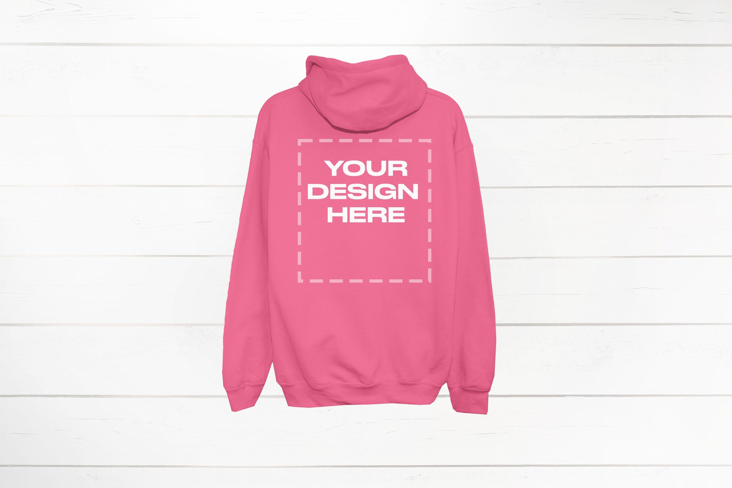 Safety Pink Hoodie Mockup back Gildan 18500 back Download