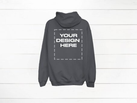 Charcoal Hoodie Mockup back Gildan 18500 back of Download